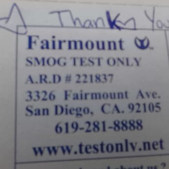 Fairmount Test Only Station - Thanks - Smog Check Stations Near Me - San Diego, California