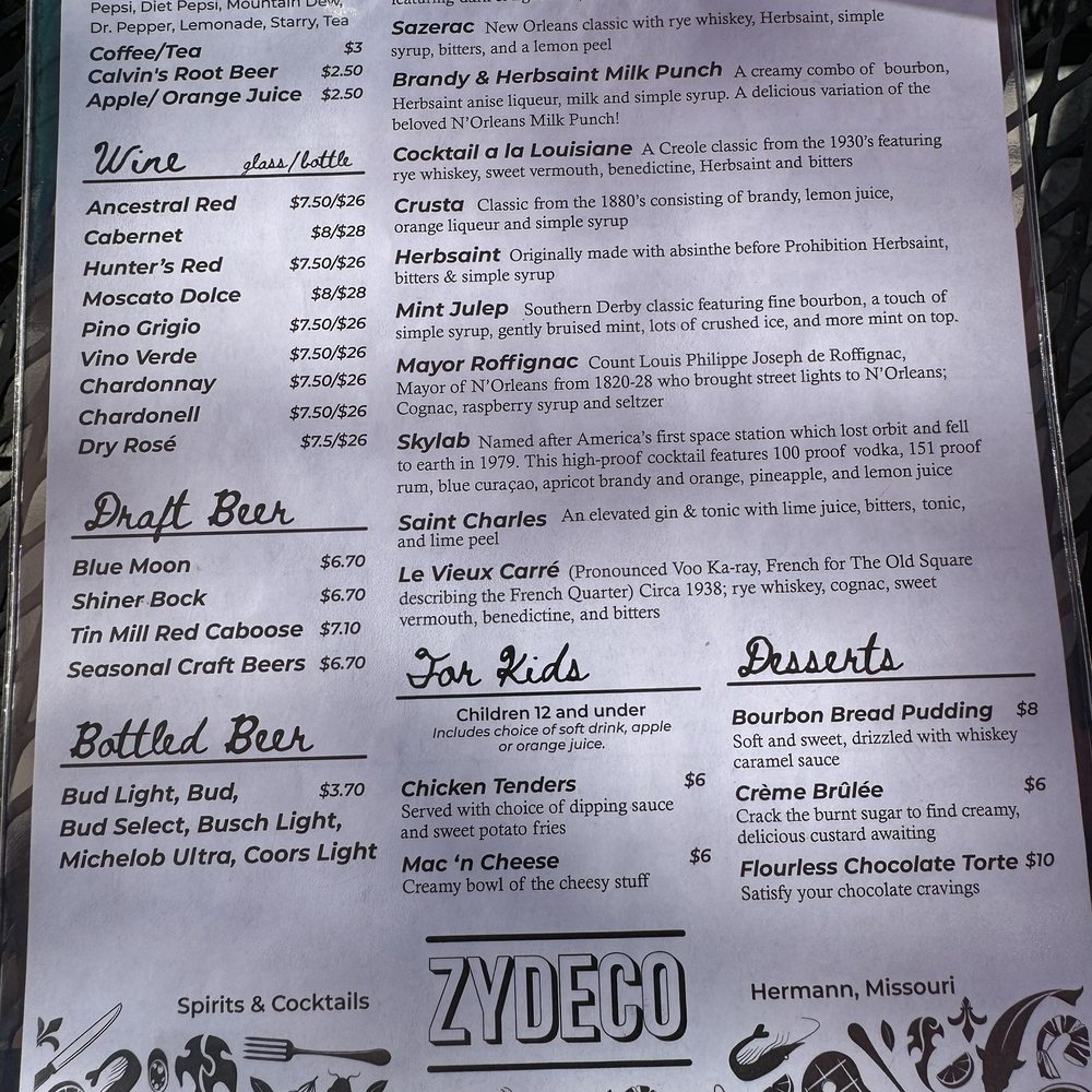 Zydeco - 09/07/2024 menu - Cajun/Creole Near Me - Hermann, Missouri Zydeco - 09/07/2024 menu - Cajun/Creole Near Me - Hermann, Missouri