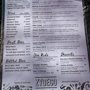 Zydeco - 09/07/2024 menu - Cajun/Creole Near Me - Hermann, Missouri