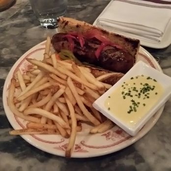 Barbuzzo - Sausage sandwich with fries. - Mediterranean Near Me - Philadelphia, Pennsylvania