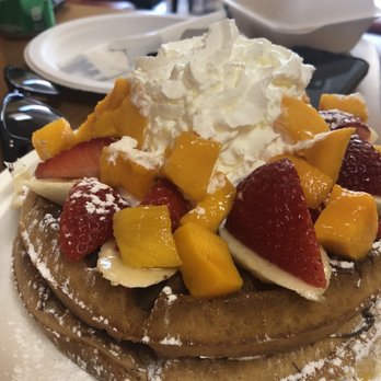 Waffles Cafe - Double original with strawberry, mango, banana and nutella - Coffee & Tea Near Me - Las Vegas, Nevada