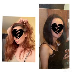 Hair Loft - This redish hair is my before, dark brown is a old cut I showed her I wanted again. So this is the cut I wanted Stacked on back&Angled front