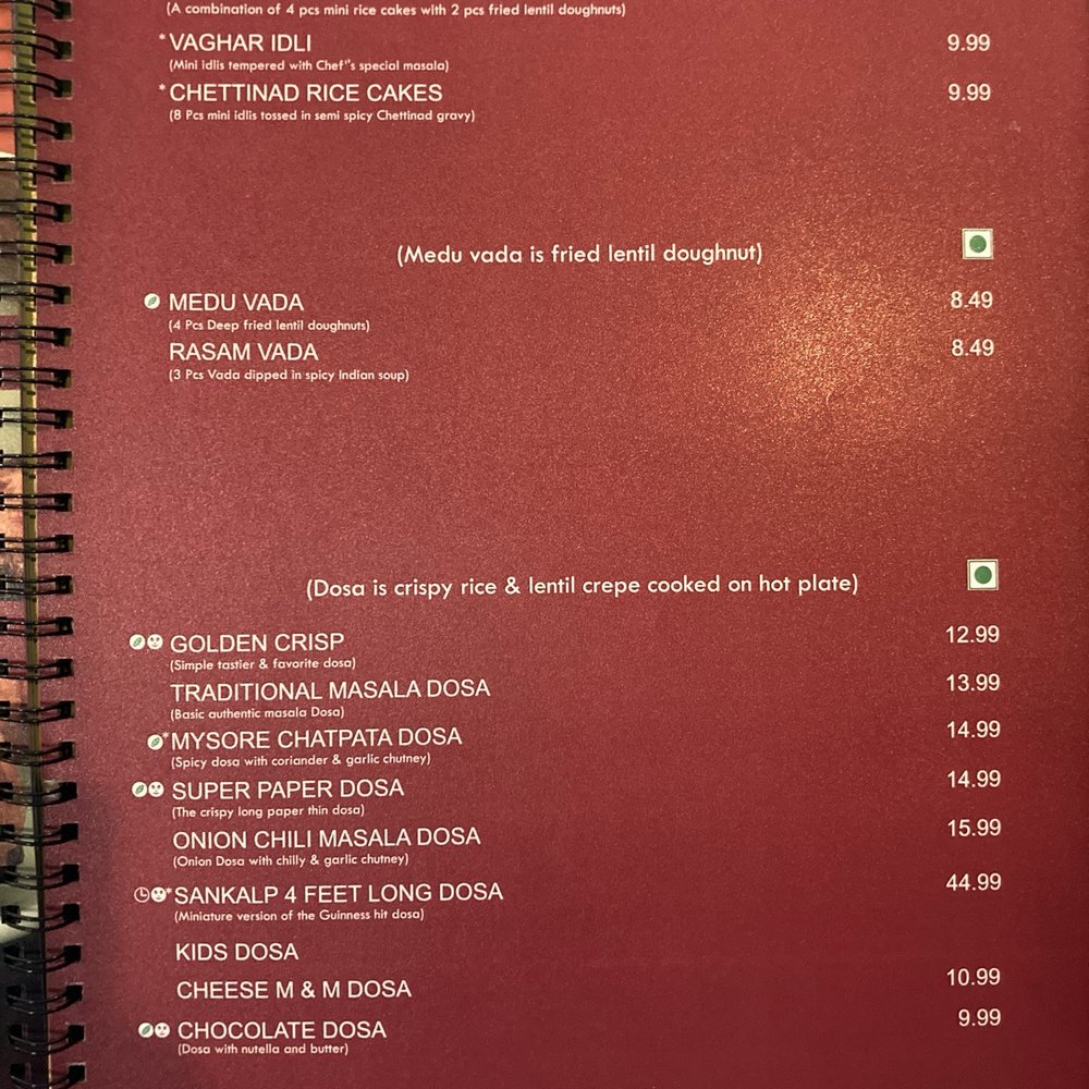 Sankalp - Idli, Vada, Dosa Menu - Indian Near Me - Austin, Texas Sankalp - Idli, Vada, Dosa Menu - Indian Near Me - Austin, Texas