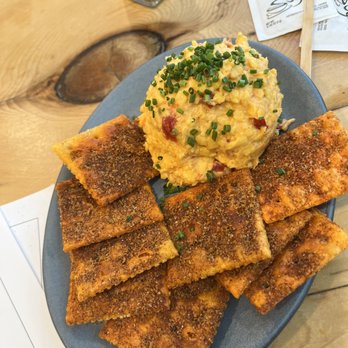 Roux Diner - Pimento cheese with fried saltines - Breakfast & Brunch Near Me - Chicago, Illinois Roux Diner - Pimento cheese with fried saltines - Breakfast & Brunch Near Me - Chicago, Illinois