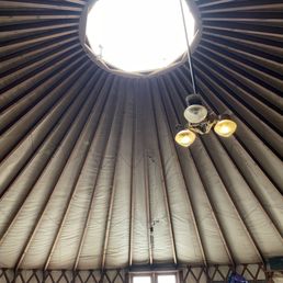 The interior of the yurt