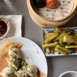 With delicious crispy, pan-fried dumplings