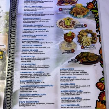 Adrianas Mexican Bar & Grill - Seafood Menu - Mexican Near Me - Tampa, Florida