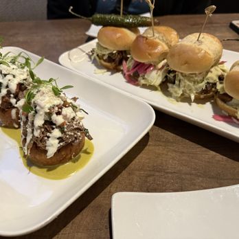 Barra Azul - Beef Mini Sopes (left) and Pork Belly Sliders (right) - Sushi Bars Near Me - Perris, California