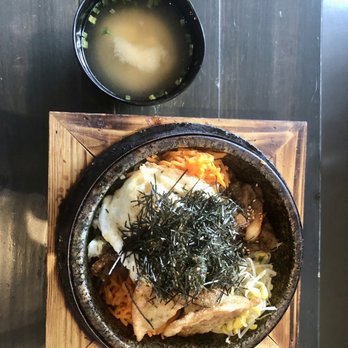 Burning Rice - Spicy Bulgogi Hot Stone with Dumplings and Miso Soup - Korean Near Me - Dallas, Texas Burning Rice - Spicy Bulgogi Hot Stone with Dumplings and Miso Soup - Korean Near Me - Dallas, Texas