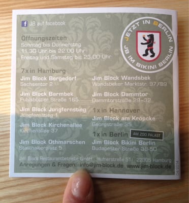 Menu photo 4 Jim Block Bikini Berlin, BE