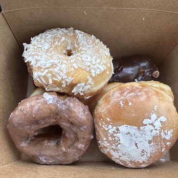 The Donut Chain - Lemon filled, coconut donut, blueberry donut and a couple twists. - Donuts Near Me - Placentia, California The Donut Chain - Lemon filled, coconut donut, blueberry donut and a couple twists. - Donuts Near Me - Placentia, California