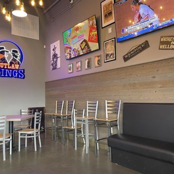 Outlaw Wings - Waiting Area along with additional seating near restrooms - Chicken Wings Near Me - Thornton, Colorado