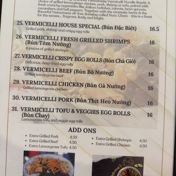 Pho Town - Menu from Pho Town in Prince Frederick, MD, featuring Vietnamese vermicelli bowls like house special, grilled shrimp, crispy egg rolls, beef, chicken, pork, and tofu options, with additional toppings. - Vietnamese Near Me - Prince Frederick, Maryland