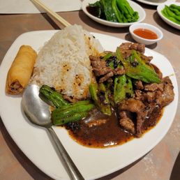 Beef with bitter melon on rice lunch special