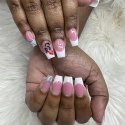 Solar nails (dark pink and white)