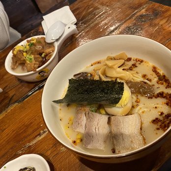 Friends Ramen - Large Spicy Miso Ramen Large and Chicken Karaage Ramen Small - Ramen Near Me - Chicago, Illinois