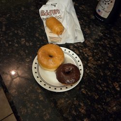 Keller Donuts - Classic glazed & chocolate frosted cake donuts. Also, the amazing "pig in a pastry blanket."