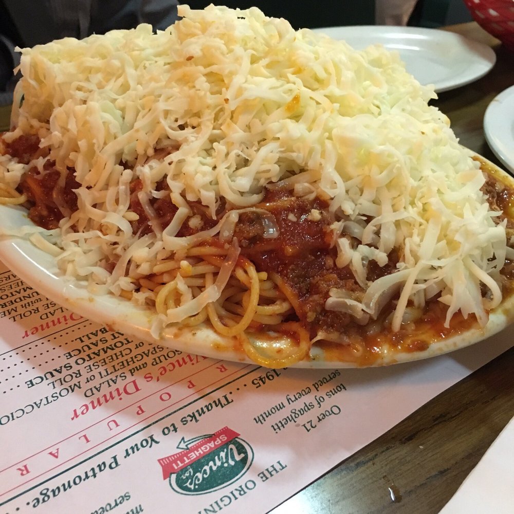 Vince's Spaghetti - Large portion spaghetti...could feed a small family - Italian Near Me - Ontario, California Vince's Spaghetti - Large portion spaghetti...could feed a small family - Italian Near Me - Ontario, California