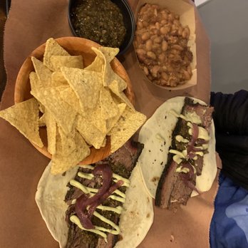 Mija Barbecue - Brisket taco plate with beans and chips and salsa - Barbeque Near Me - Cedar Hill, Texas Mija Barbecue - Brisket taco plate with beans and chips and salsa - Barbeque Near Me - Cedar Hill, Texas