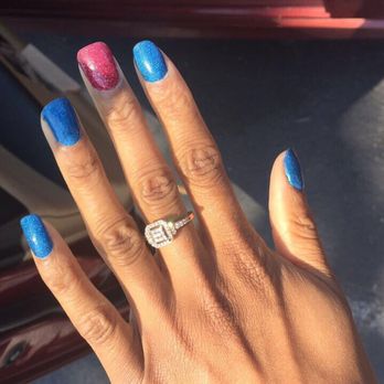V K Nails - All that sparkles is not gold nexgen red & blue glitter - Nail Salons Near Me - Sunrise, Florida