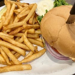 Waupaca Woods Restaurant - Wisconsin cheeseburger plate with fries