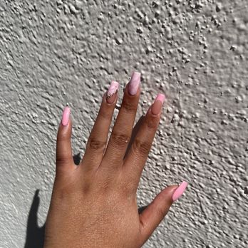 Delite Nails And Spa - Gel x pink w/ french tip and marble - Nail Salons Near Me - South Gate, California Delite Nails And Spa - Gel x pink w/ french tip and marble - Nail Salons Near Me - South Gate, California