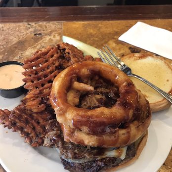 Fire By The Monon - Inferno Burger and sweet potato fries - American Near Me - Indianapolis, Indiana