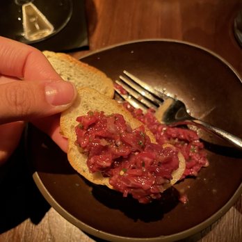 Matu - Steak Tartare, Japanese accent - creamy, flavorful and not heavy at all! Wish they gave just 1 more piece of bread chip - Steakhouses Near Me - Beverly Hills, California