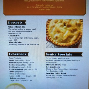 Sunrise Cafe - a menu for a variety of desserts - American Near Me - Geneseo, Illinois Sunrise Cafe - a menu for a variety of desserts - American Near Me - Geneseo, Illinois