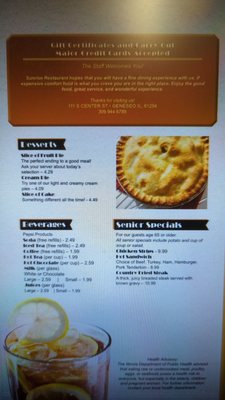 Menu photo 3 Sunrise Cafe Geneseo, IL Menu photo 3 Sunrise Cafe Geneseo, IL