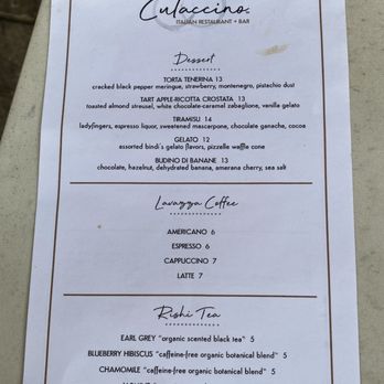 Culaccino - Dessert Menu - Italian Near Me - Franklin, Tennessee