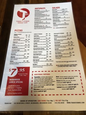 Menu photo 4 Transfer Pizzeria Café Milwaukee, WI