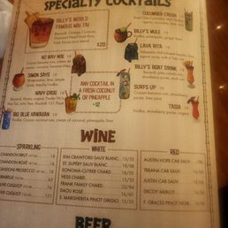 Drink menu Drink menu
