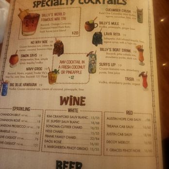 Billy's at the Beach - Drink menu - Seafood Near Me - Newport Beach, California Billy's at the Beach - Drink menu - Seafood Near Me - Newport Beach, California