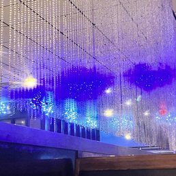Beads hanging from the ceiling