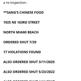 Sang's Chinese Food - Here's proof - Dim Sum Near Me - North Miami Beach, Florida