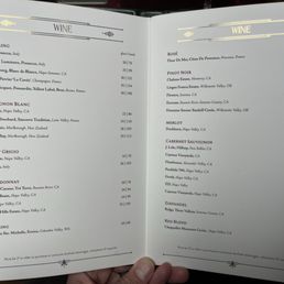 Wine menu Wine menu