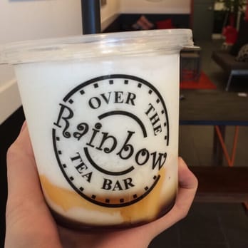 Over The Rainbow Tea Bar - Black sugar frozen milk drink with egg pudding. - Desserts Near Me - Renton, Washington