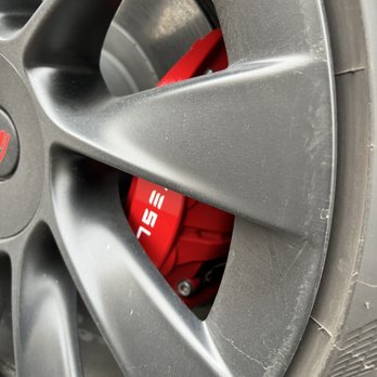 Maverick Wraps - Red Tesla brake calipers - Vehicle Wraps Near Me - Temple City, California Maverick Wraps - Red Tesla brake calipers - Vehicle Wraps Near Me - Temple City, California