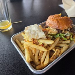 Smashburger & fries...my wife also shared with me the Chicken Doner Kebab wrap!