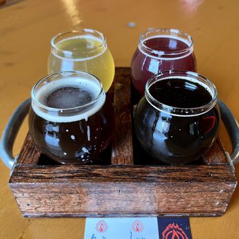 Blaze Brewing - Flight board of beers - Breweries Near Me - Biddeford, Maine