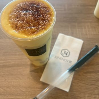 Junenov Tea - crème brûlée with crystal boba! 75% sweet and easy on ice. - Bubble Tea Near Me - Pleasant Hill, California