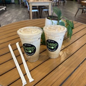 Third Shot Coffee - Picture of my order and the two iced coffees I ordered with some interior in the background - Coffee & Tea Near Me - Prescott, Arizona
