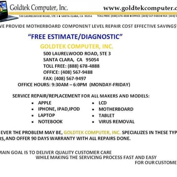 Goldtek Laptop Macbook Repairs Corp - Se Habla Español - IT Services & Computer Repair Near Me - San Jose, California Goldtek Laptop Macbook Repairs Corp - Se Habla Español - IT Services & Computer Repair Near Me - San Jose, California