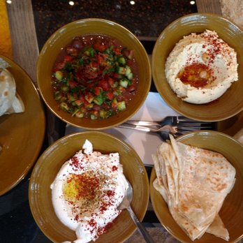 Anoush'ella - Mezza for 2 + labneh + cheese mankoushe Skip hummus and ful, but the rest were awesome. - Lebanese Near Me - Boston, Massachusetts