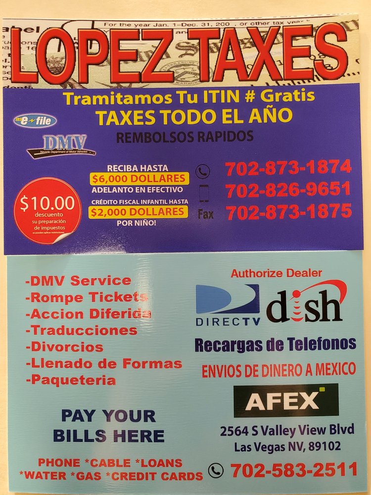 LOPEZ TAXES 2564 S Valley View Blvd, Las Vegas, NV Yelp