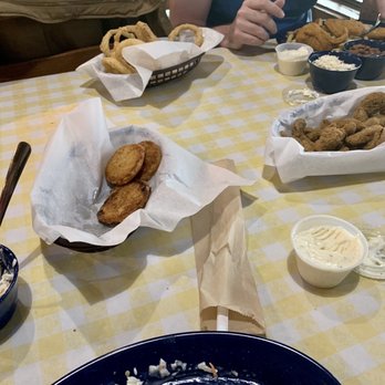 Catfish Village - Fried green potatoes, fried mushrooms, coleslaw and onion rings. - Seafood Near Me - Waskom, Texas