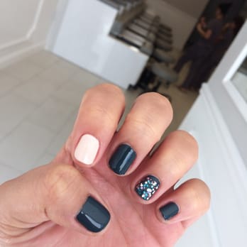 Glamour Nails - Essie's "The Perfect Cover Up" with "Jazzy Jubilant" on the ring finger and Opi's "My Vampire is Buff" on my ring finger. - Nail Salons Near Me - Staten Island, New York