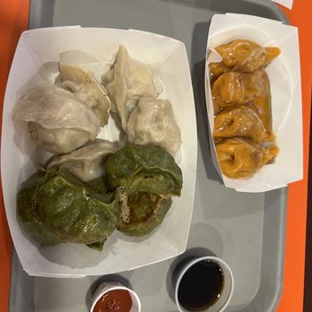 Dumpling Man - Veggie Dumpling, Shrimp Dumpling, Sweet Dumpling, Side of Asian Tahini Sauce - Dim Sum Near Me - New York, New York Dumpling Man - Veggie Dumpling, Shrimp Dumpling, Sweet Dumpling, Side of Asian Tahini Sauce - Dim Sum Near Me - New York, New York