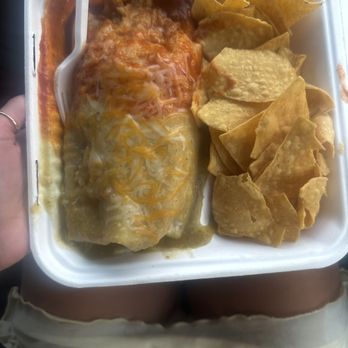 Tacos Aztecas - Half Green/Red wet Vegetarian Burrito - Food Trucks Near Me - Kihei, Hawaii